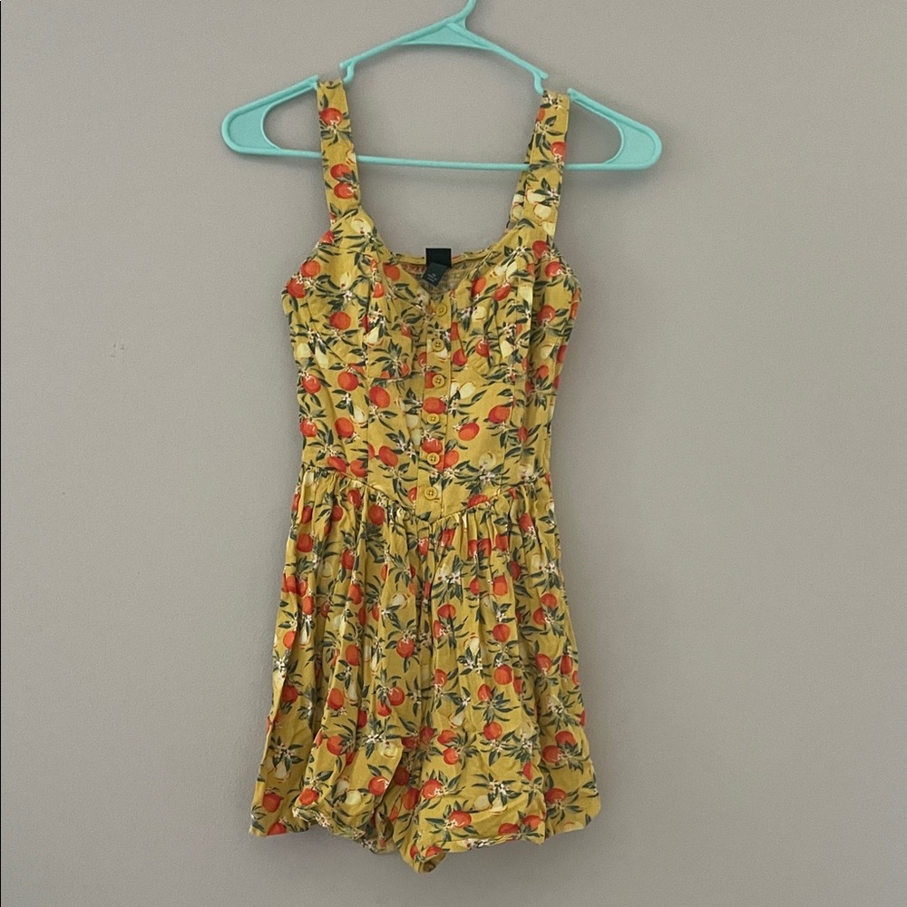 Wild Fable Yellow‎ Floral Button‑Front Romper | XS | Sleeveless | Spring/Summer